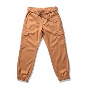 Nicole Miller Pants Womens XS Rust Linen Lyocell Cargo Belted Joggers Casual
